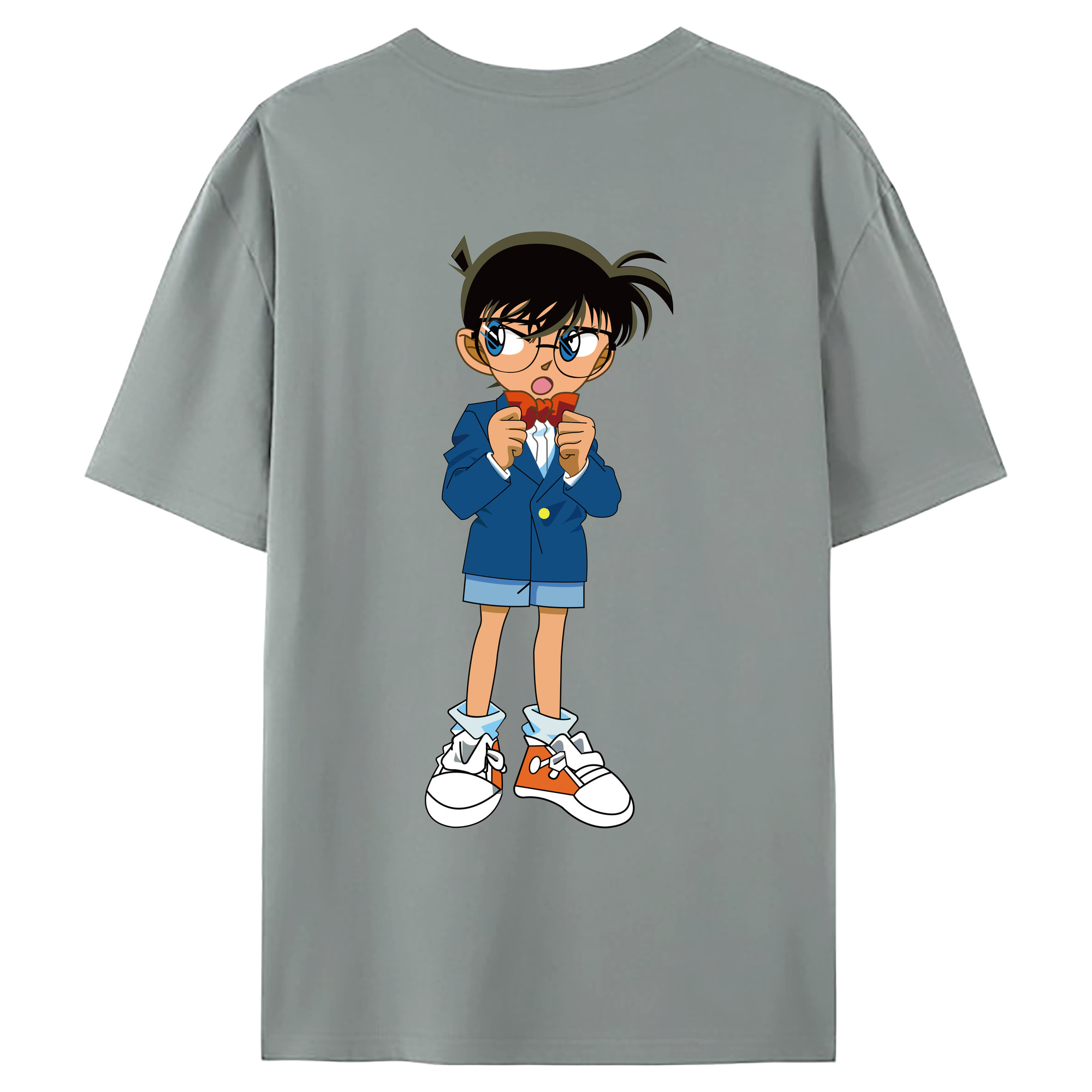 （画像用） 名探偵コナン 江戸川 コナン Detective Conan Conan Edogawa 綿100％ メンズ半袖Tシャツ（バックプリント） 通気性